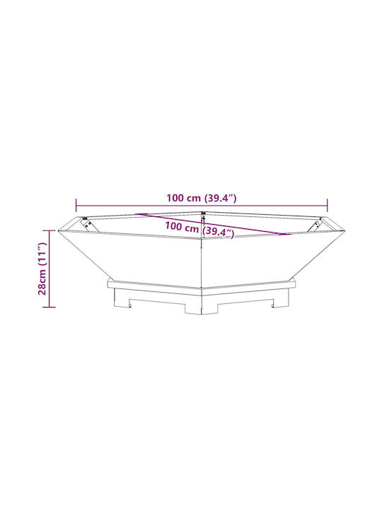 vidaXL Огнище На открито Черен 100x100x28см