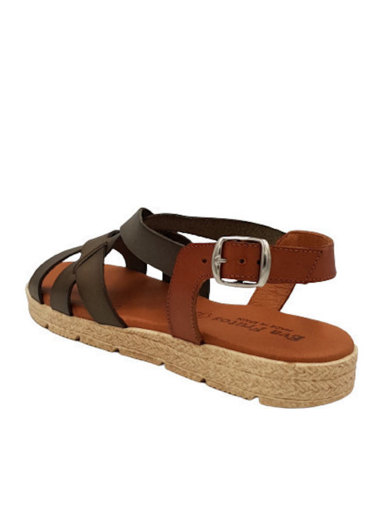 Leder Flache Sandalen für Damen mit Riemen in Grün Farbe