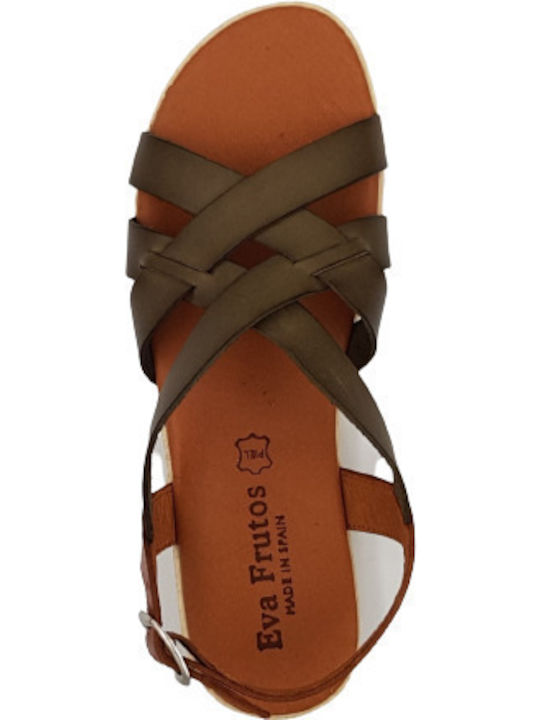 Leder Flache Sandalen für Damen mit Riemen in Grün Farbe