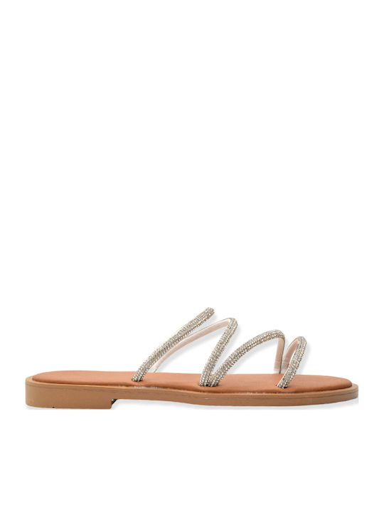 Flache Sandalen für Damen in Silber Farbe