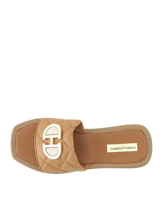 Flip-flops Leather Women's Flat Sandals in Tabac Brown Color