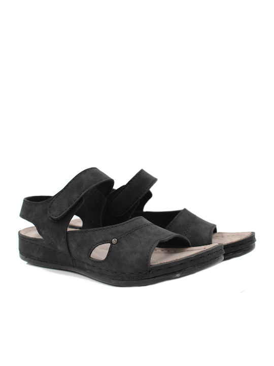 Women's Flat Sandals Anatomic in Black Color 23-11