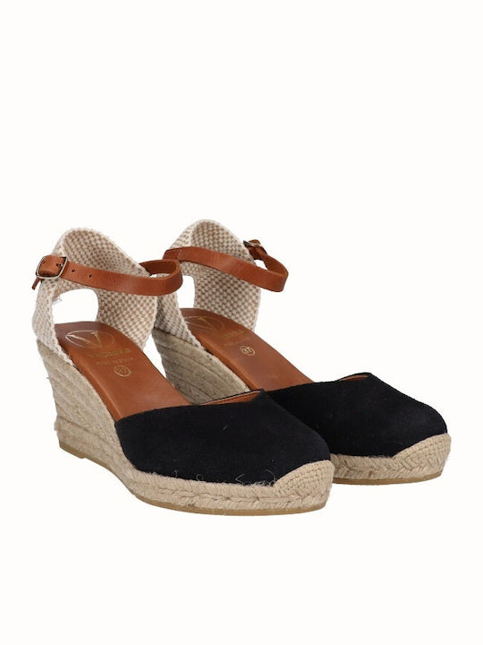 1731 Vitelo Women's Leather Platform Espadrilles Black