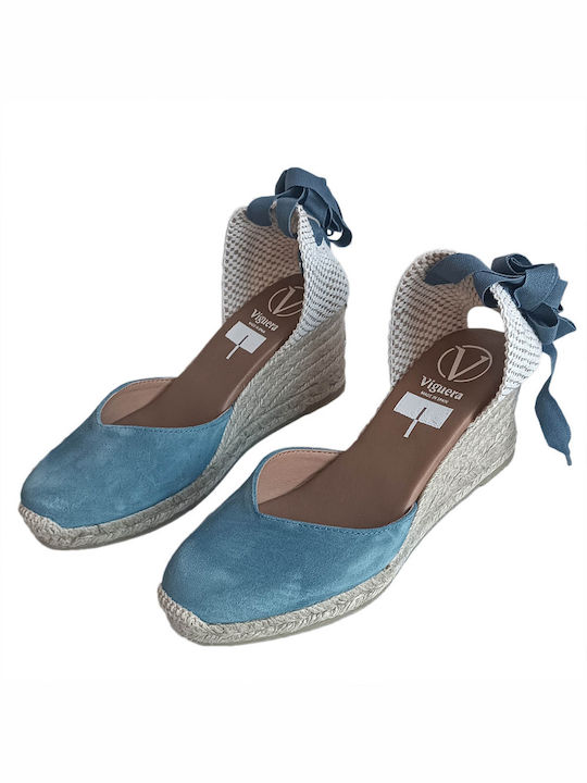 Vitelo Jeans Damenplattformen im Espadrilles-Stil Blau