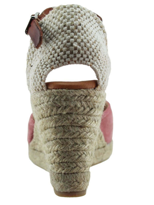 Women's Leather Platform Espadrilles Pink