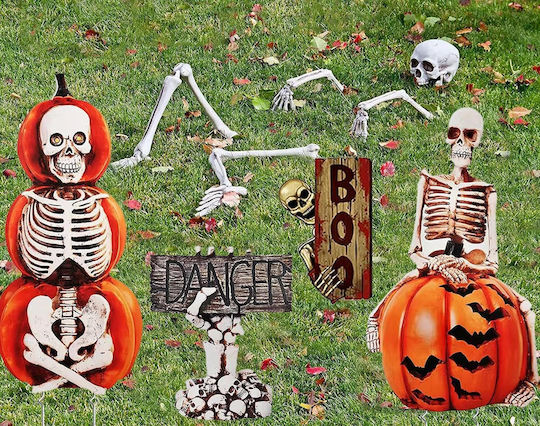Halloween Garden Decorations Pumpkins Ghosts Skeletons