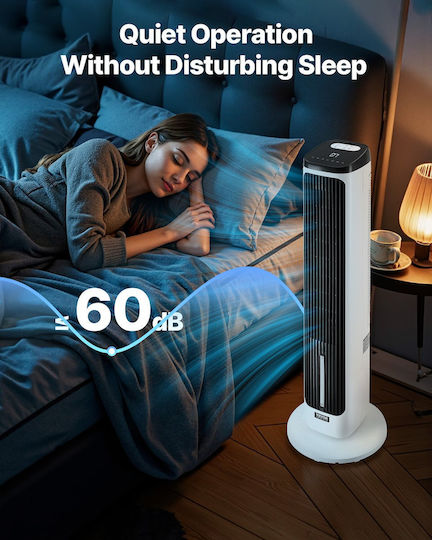 Vevor Ανεμιστήρας Πύργος 40W με Τηλεχειριστήριο Λευκός