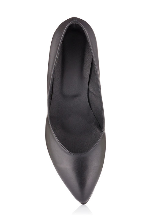 Leather Pointed Toe Black Heels