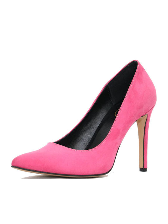 Leather Pointed Toe Fuchsia High Heels Women's