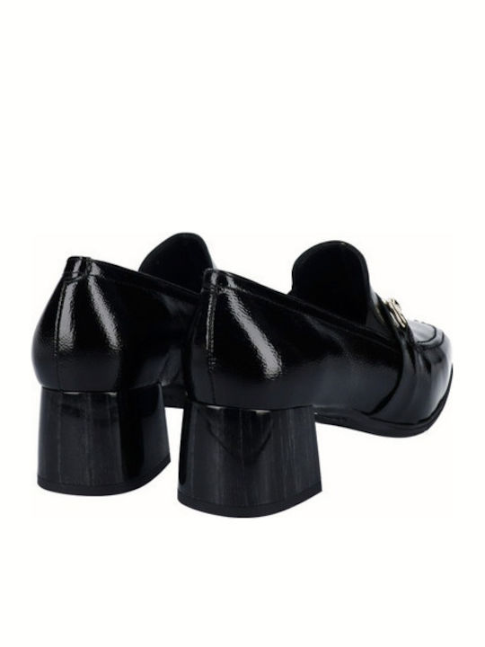 Leather Black Medium Heels