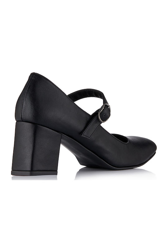 Leather Pointed Toe Black Heels