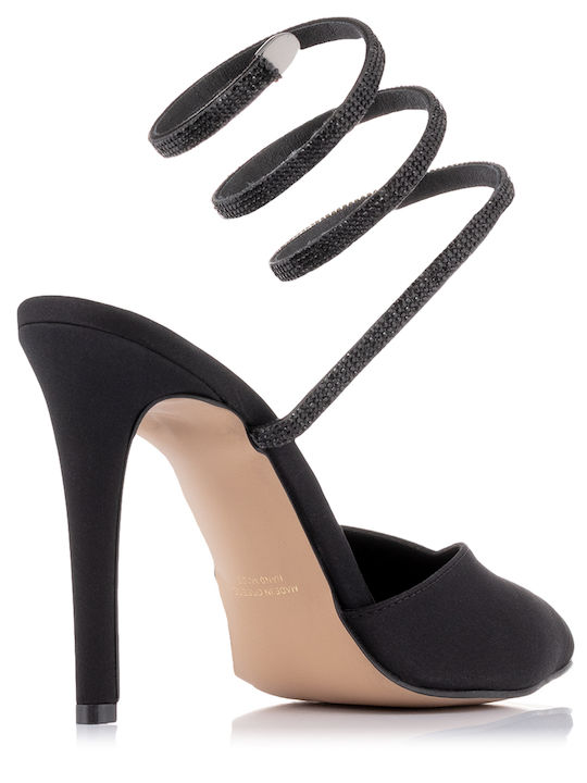 Leather Pointed Toe Black Heels