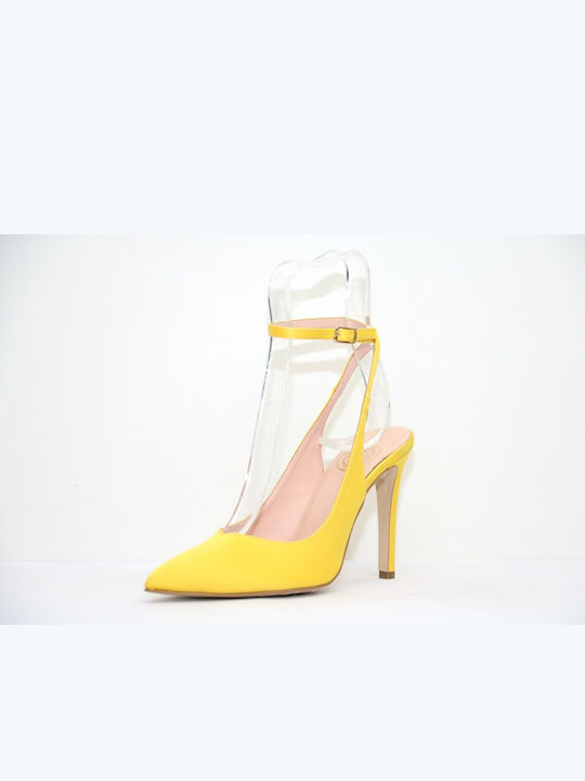 903 Leder Pumps mit Stiletto-Absatz & Riemchen Gelb