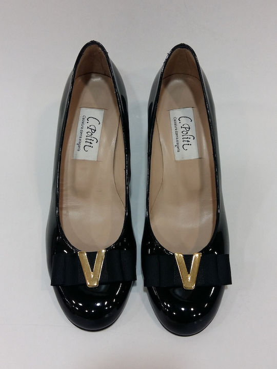 Anatomic Leather Black Medium Heels