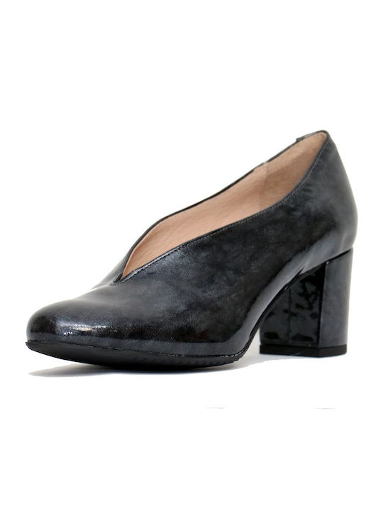 Leather Black Medium Heels