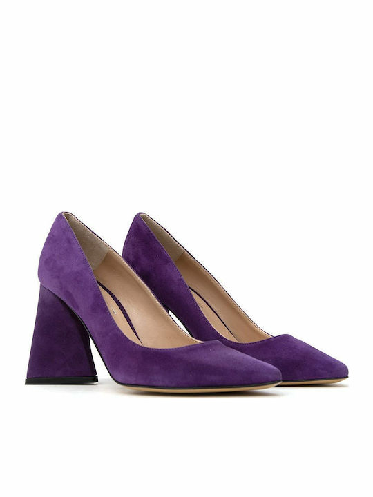 Pumps mit Chunky hohem Absatz Lila