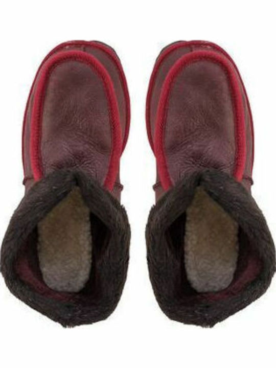 Closed Leather Women's Slippers Red