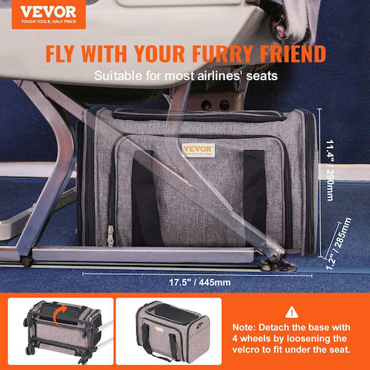 Vevor Small Animal Transport Bag 445x285x290 Mm Max 11 Kg 4 Wheels Aluminum Handle