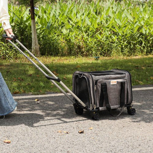 Vevor Small Animal Transport Bag 445x285x290 Mm Max 11 Kg 4 Wheels Aluminum Handle