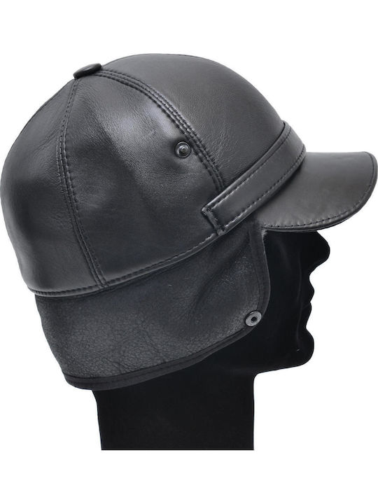Leather 100 Δερματινο Καπελο Ανδρικο Κωδικος Hat Fur-2 Black