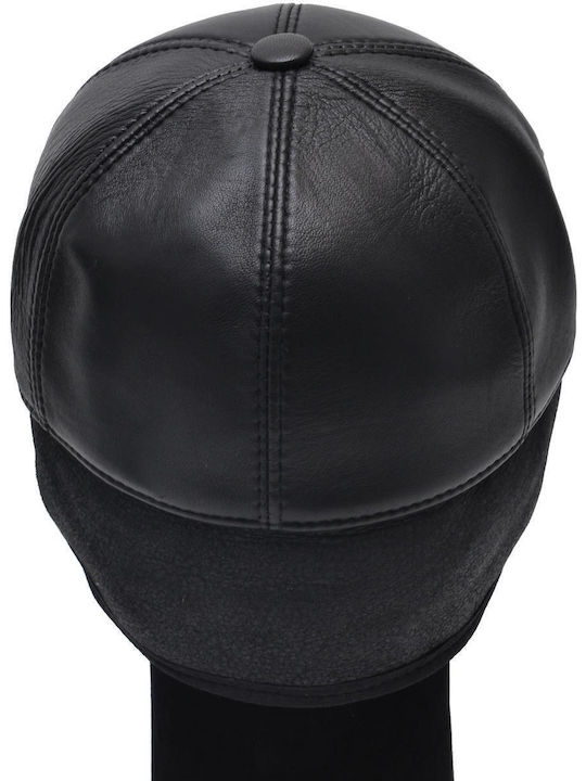Leather 100 Δερματινο Καπελο Ανδρικο Κωδικος Hat Fur-2 Black