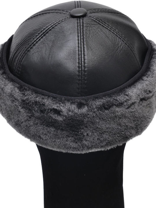 Leather 100 Δερματινο Καπελο Ανδρικο Κωδικος Hat Fur-2 Black