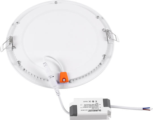 GloboStar Rotund Încastrat Panou LED Putere 20W cu Alb Natural Lumini 22.2x22.2cm.