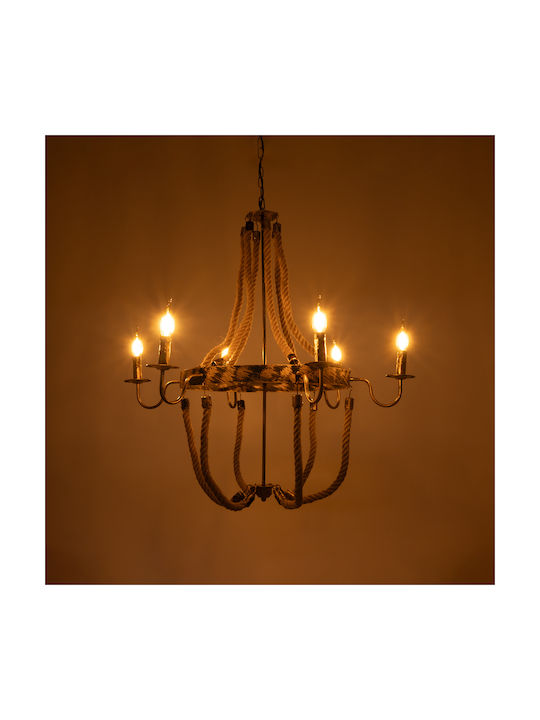 GloboStar Victorian Πολυέλαιος Ø76cm με Σχοινί Μπρούτζινος