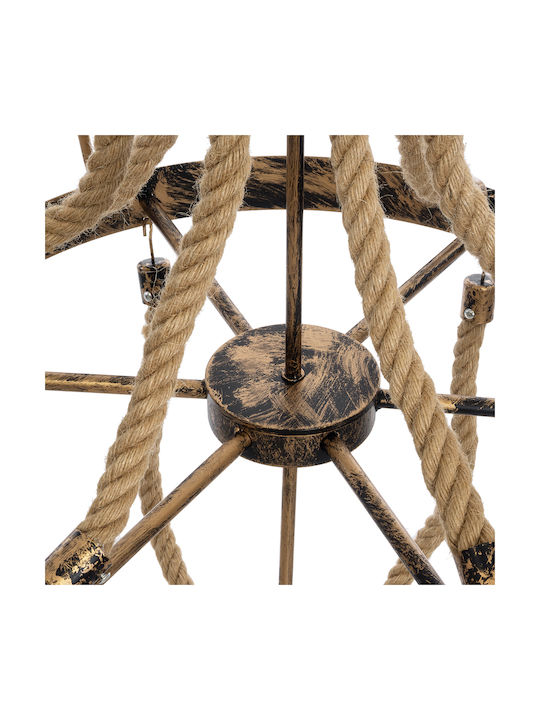 GloboStar Victorian Πολυέλαιος 6xE14 Ø76cm με Σχοινί Μπρούτζινος 01404