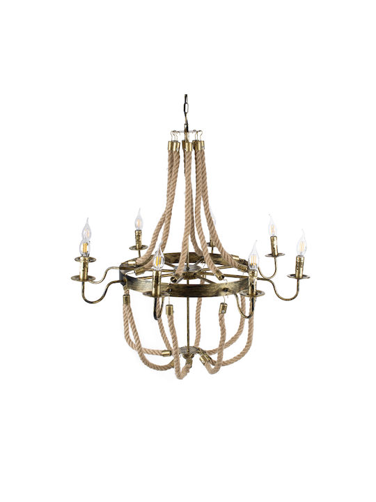 GloboStar Bavarian Полилей 8xE14 Ø87см с Въже Бронзов 01405