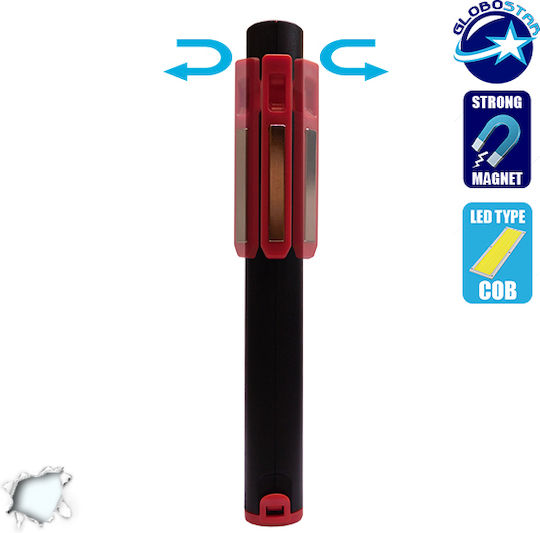 GloboStar Flashlight LED IP44 Dual Function with Maximum Brightness 300lm Red
