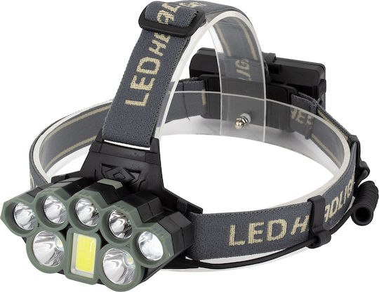 GloboStar Lumină de lucru și de sit, cu baterie Lanternă Frontală LED IP44 cu Luminozitate Maximă 6000lm XML2-T6 Negru