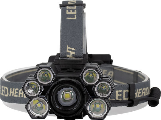 GloboStar Rechargeable Headlamp LED IP44 with Maximum Brightness 9000lm XML2-T6 Black