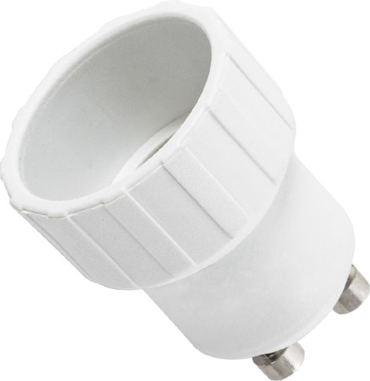GloboStar Socket Adapter from GU10 to E14 in White color Set 1pcs 78963