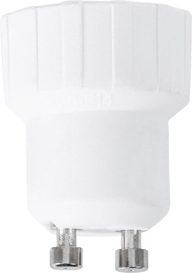 GloboStar Socket Adapter from GU10 to E14 in White color Set 1pcs 78963