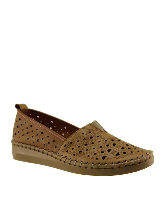 Leder Damen Mokassins in Tabac Braun Farbe