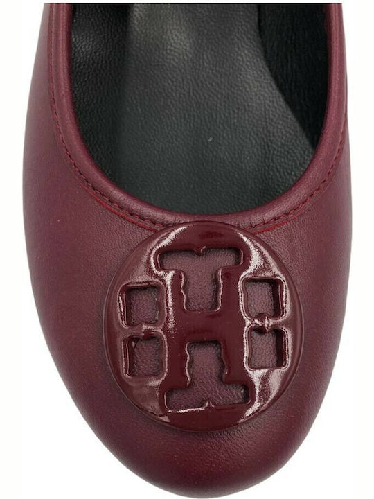 Leather Ballerinas Burgundy