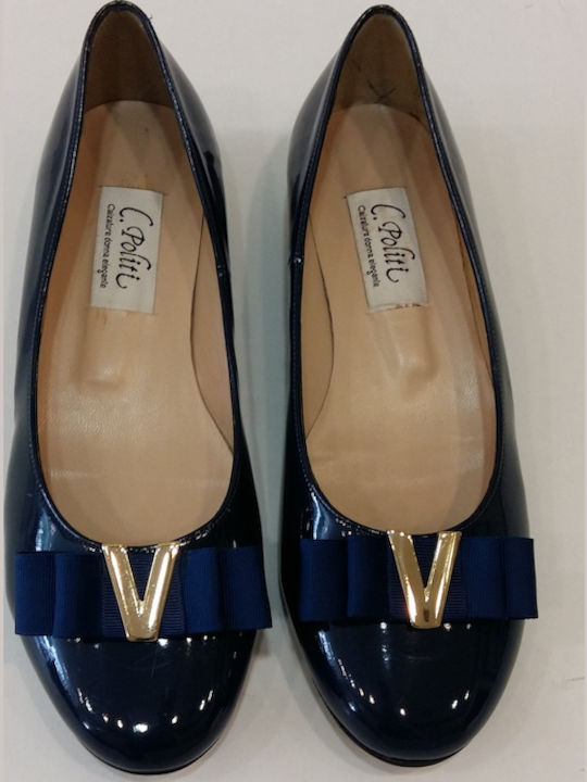 Patent Leather Ballerinas Navy Blue