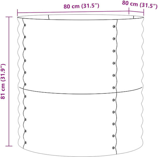 vidaXL Саксия Метал Кафяв 80x80x81см.
