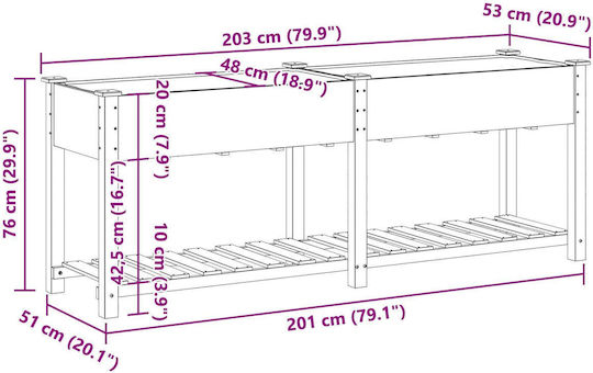 vidaXL Ghiveci Plastic 203x53x76cm.