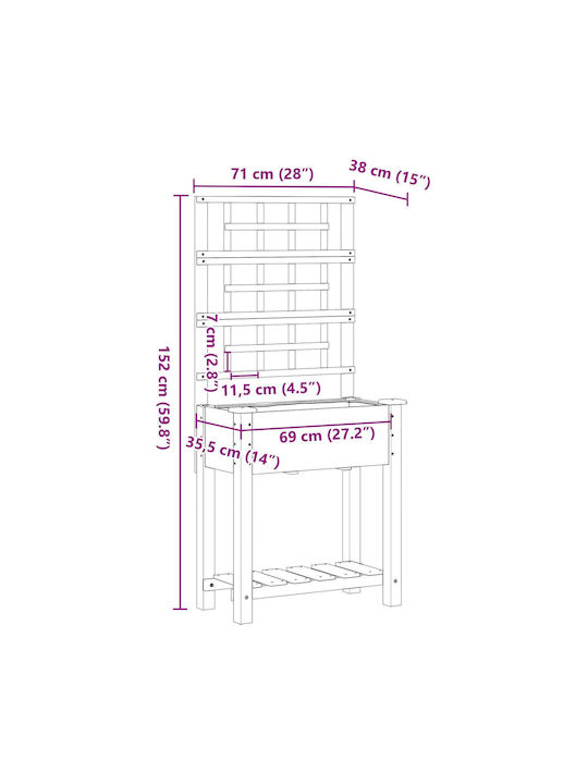 vidaXL Γλάστρα Ξύλινη Μπεζ 71x37x152εκ.