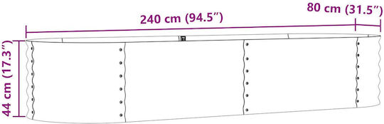 vidaXL Pot Metallic Brown 240x80x44cm.