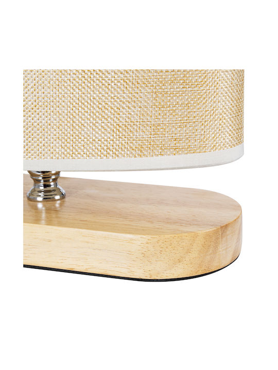 GloboStar Chiara Wood Table Lamp for Socket E27 with Beige Shade and Base