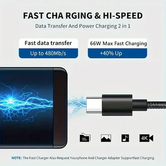 Panora Braided USB 2.0 Cable USB-C male - USB-C 66W Κόκκινο 1m 14246