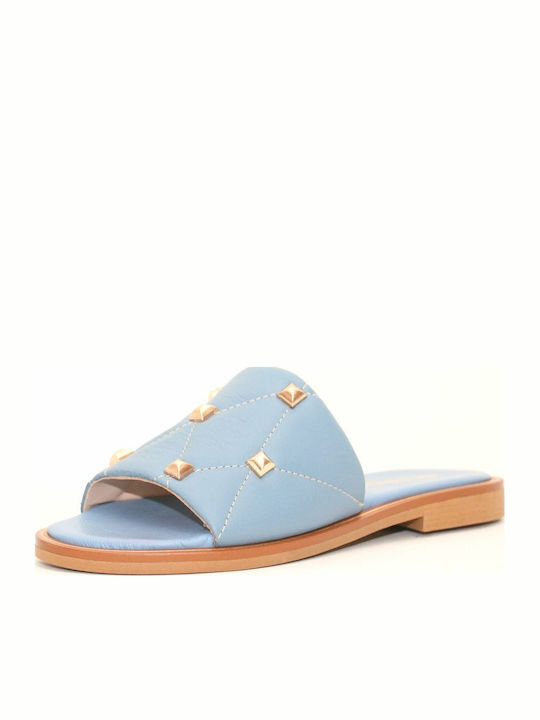 Sandale casual damă din piele albastru deschis