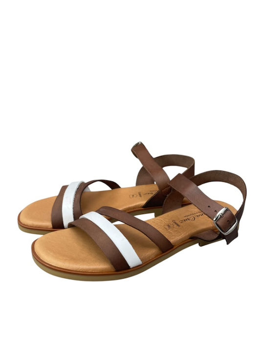 Leder Flache Sandalen für Damen Anatomisch in Braun Farbe