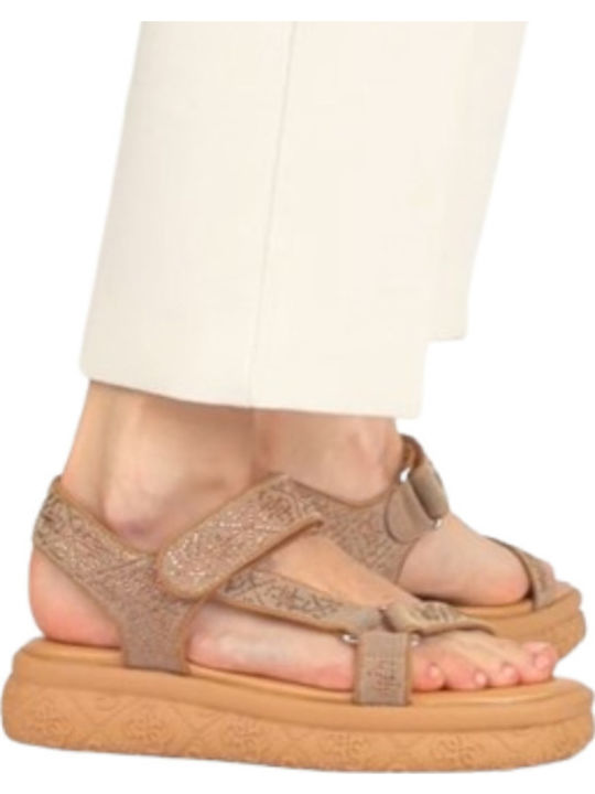 Women's Flat Sandals Sporty in Beige Color