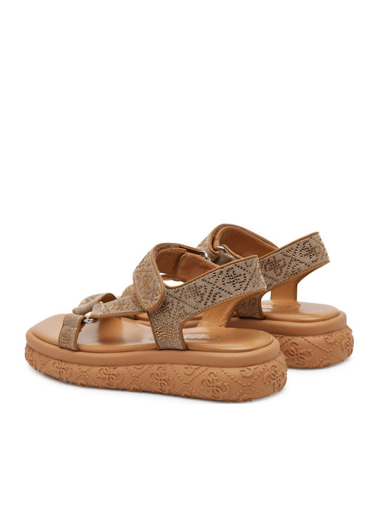 Women's Flat Sandals Sporty in Beige Color