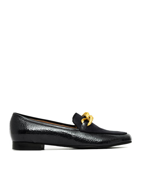 Leather Women's Moccasins in Blue Color
