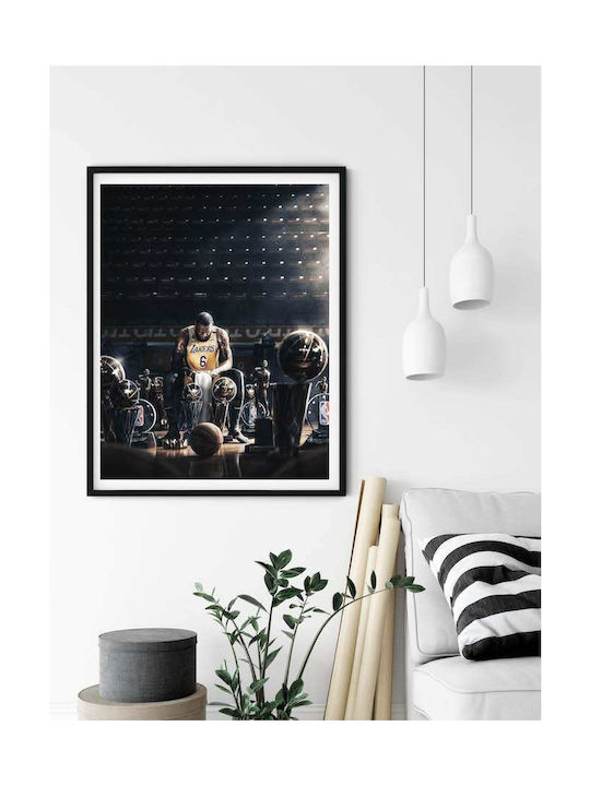 Poster NBA LeBron Trophies SNK064 40cm X 50cm Premium Black Wooden Frame